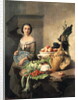 Serving girl standing by a side-table covered with food, 1859 by David Emil Joseph de Noter