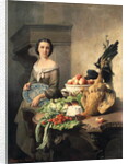 Serving girl standing by a side-table covered with food, 1859 by David Emil Joseph de Noter