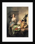 Serving girl standing by a side-table covered with food, 1859 by David Emil Joseph de Noter
