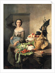 Serving girl standing by a side-table covered with food, 1859 by David Emil Joseph de Noter