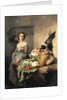 Serving girl standing by a side-table covered with food, 1859 by David Emil Joseph de Noter
