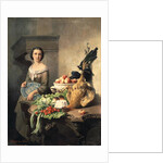 Serving girl standing by a side-table covered with food, 1859 by David Emil Joseph de Noter