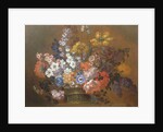 A Still Life of Flowers in a Basket on a Ledge by Pieter Casteels