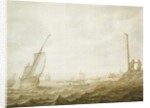A Grisaille of a Coastal Scene with Figures by Cornelis Pietersz. de Mooy