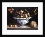 Still life of fruit in a blue and white bowl, c.1630 by Spanish School
