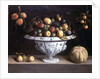 Still life of fruit in a blue and white bowl, c.1630 by Spanish School