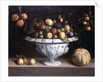 Still life of fruit in a blue and white bowl, c.1630 by Spanish School