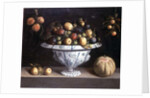 Still life of fruit in a blue and white bowl, c.1630 by Spanish School