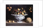 Still life of fruit in a blue and white bowl, c.1630 by Spanish School