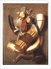 Still-life of hunting accessories by Antonius Leemans