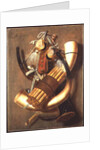 Still-life of hunting accessories by Antonius Leemans