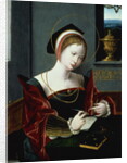 Portrait of a lady writing by Master of the Female Half Lengths