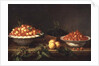 Still-life with fruit in porcelain dishes and a wooden box by Joseph Plepp