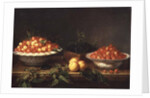 Still-life with fruit in porcelain dishes and a wooden box by Joseph Plepp