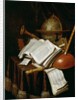 Vanitas with a globe, musical scores and instruments, 1692 by Edwaert Colyer or Collier