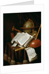 Vanitas with a globe, musical scores and instruments, 1692 by Edwaert Colyer or Collier