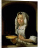 Portrait of a maid holding a waffle by Godfried Schalcken