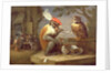 A monkey smoking and drinking with an owl by Ferdinand van Kessel