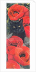 Black Cat with Poppies by Anne Robinson