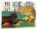 Cats with fruit by Anne Robinson