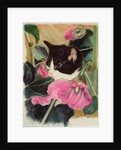 Kitten and hollyhocks by Anne Robinson