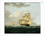 A British Frigate in Pursuit of a French Frigate by Thomas Buttersworth
