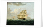A British Frigate in Pursuit of a French Frigate by Thomas Buttersworth