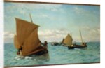 Luggers Picking up Moorings, 1886 by Allan J. Hook
