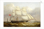 A Frigate off the Eddystone Lighthouse by Henry A. Luscombe