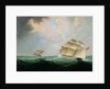 A Naval Brig Pursuing another Brig by Thomas Buttersworth