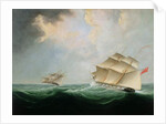 A Naval Brig Pursuing another Brig by Thomas Buttersworth