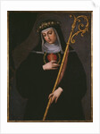 St. Gertrude the Great carrying the sacred heart of Jesus by Spanish School