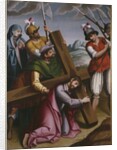 The Bearing of the Cross, Simon of Cyrene helps Jesus by Spanish School