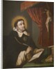 St. Thomas Aquinas writing before the crucifix by Antonio Rodriguez