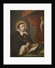 St. Thomas Aquinas writing before the crucifix by Antonio Rodriguez