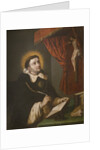 St. Thomas Aquinas writing before the crucifix by Antonio Rodriguez