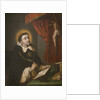 St. Thomas Aquinas writing before the crucifix by Antonio Rodriguez