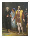 Hernan Cortez meeting with Montezuma, Mexico in 16th century, 1885 by Juan Ortega
