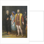 Hernan Cortez meeting with Montezuma, Mexico in 16th century, 1885 by Juan Ortega