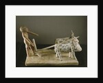 Funerary model of a ploughman leading his plough drawn by two oxen by Middle Kingdom Egyptian