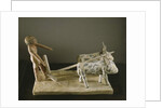 Funerary model of a ploughman leading his plough drawn by two oxen by Middle Kingdom Egyptian