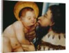 Melchior kisses the infant Jesus by German School