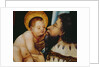 Melchior kisses the infant Jesus by German School