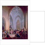 The letter of the Catholic Kings ordering the inhabitants of Palos to supply two ships for Christopher Columbus is read from the pulpit of the Church of S. Jorge on May 23, 1492 by Antonio Cabral Bejarano