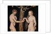 Eve offering the apple to Adam in the Garden of Eden, c.1520-25 by Lucas the Elder Cranach