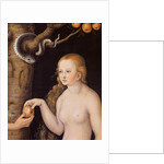 Eve offering the apple to Adam in the Garden of Eden and the serpent, c.1520-25 by Lucas the Elder Cranach