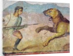 A Gladiator Fighting a Lion by Roman