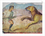 A Gladiator Fighting a Lion by Roman
