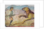 A Gladiator Fighting a Lion by Roman