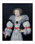Portrait of a lady holding a dog and a tulip, c.1620 by English School